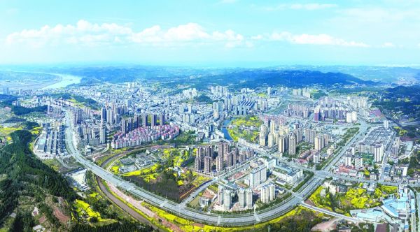 俯瞰蓬安县城（资料图）。刘永红摄