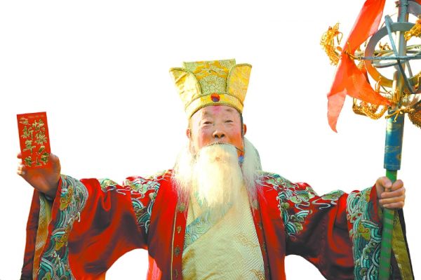 “春节老人”赐福。